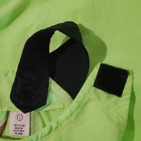 Shell Shock Vtg 90s Neon Green Nylon Tank Top Womens Size L Rave Hawaiian Gym - Picture 6 of 10